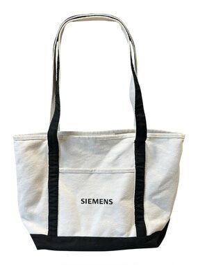Siemens Medical Advertisement Sales Rep White Black Canvas Large Tote Leed’s
